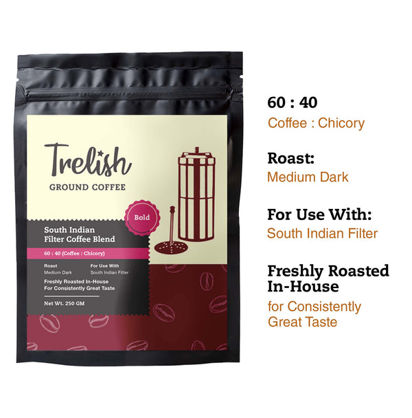 South Indian Filter Coffee 60:40 Blend - Ground Coffee (250 gm)